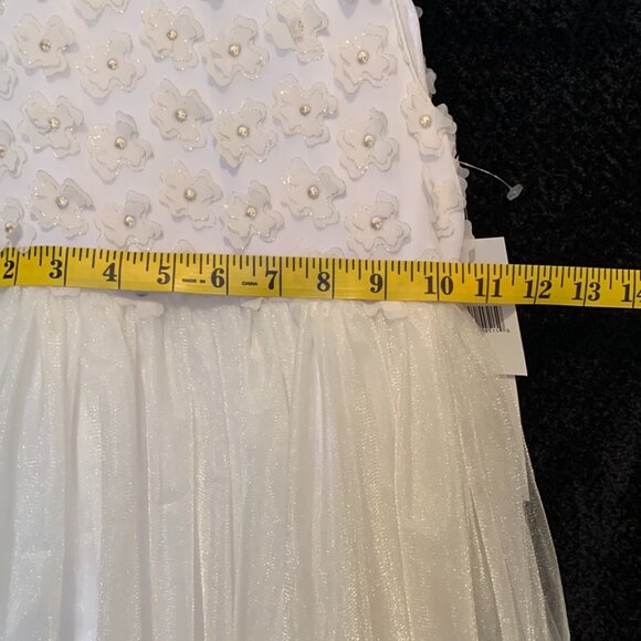 Badgley Mischka Girls Ivory Lace Flower Dress Size 5 Small Shoulder Straps NWT - Picture 9 of 9